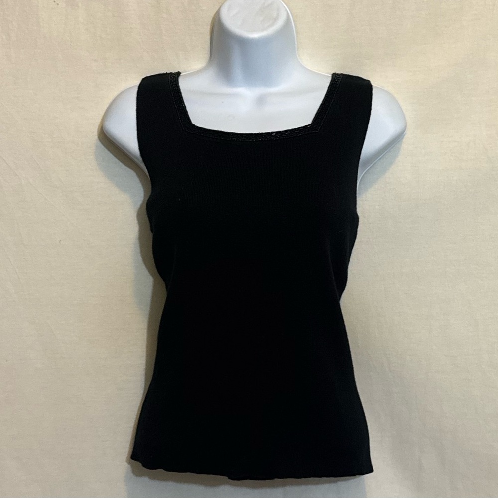 F-23 Essentials Black Beaded Detail Sleeveless‎ Pullover Sweater Size M